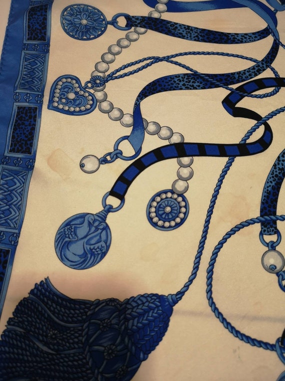 Authentic vintage lanvin pure silk blue mix scarf - image 4