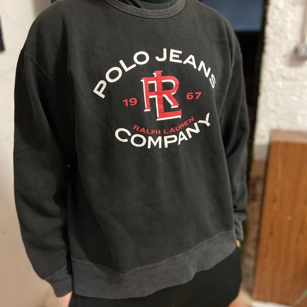 Authentic vintage Polo Jeans Ralph Lauren Black mix long sleeve sweatshirt