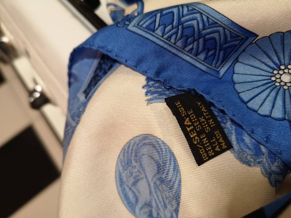 Authentic vintage lanvin pure silk blue mix scarf - image 5