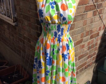 Authentic vintage ladies floral sleeveless maxi dress