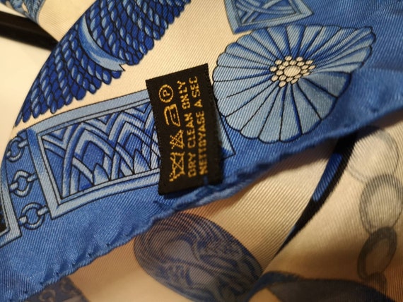 Authentic vintage lanvin pure silk blue mix scarf - image 6