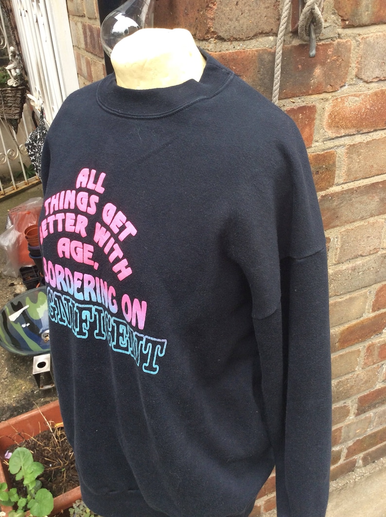 Authentic vintage ladies black pink sweatshirt