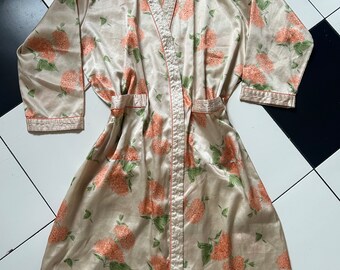 vintage cream/orange floral maxi gown coat