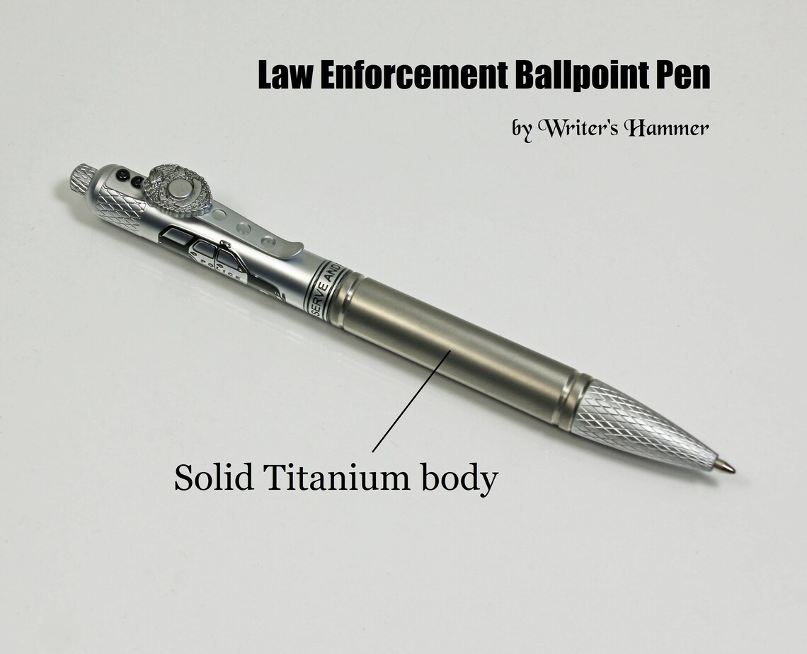 Law enforcement ballpoint click pen solid titanium body Etsy