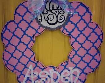 Monogrammed Wreath Door Hanger