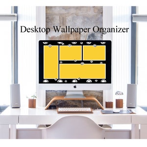Black|White|Goldenrod|Desktop Wallpaper Organizer|Desktop Digital Planner|Computer Background Organizer|Instant Download