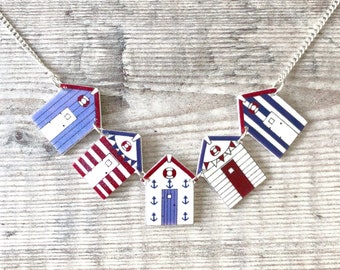 Beach hut necklace - Nautical colours - Summer wardrobe