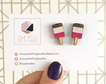 Fab ice lolly stud earrings - Summer jewellery gift for her - Laser cut studs