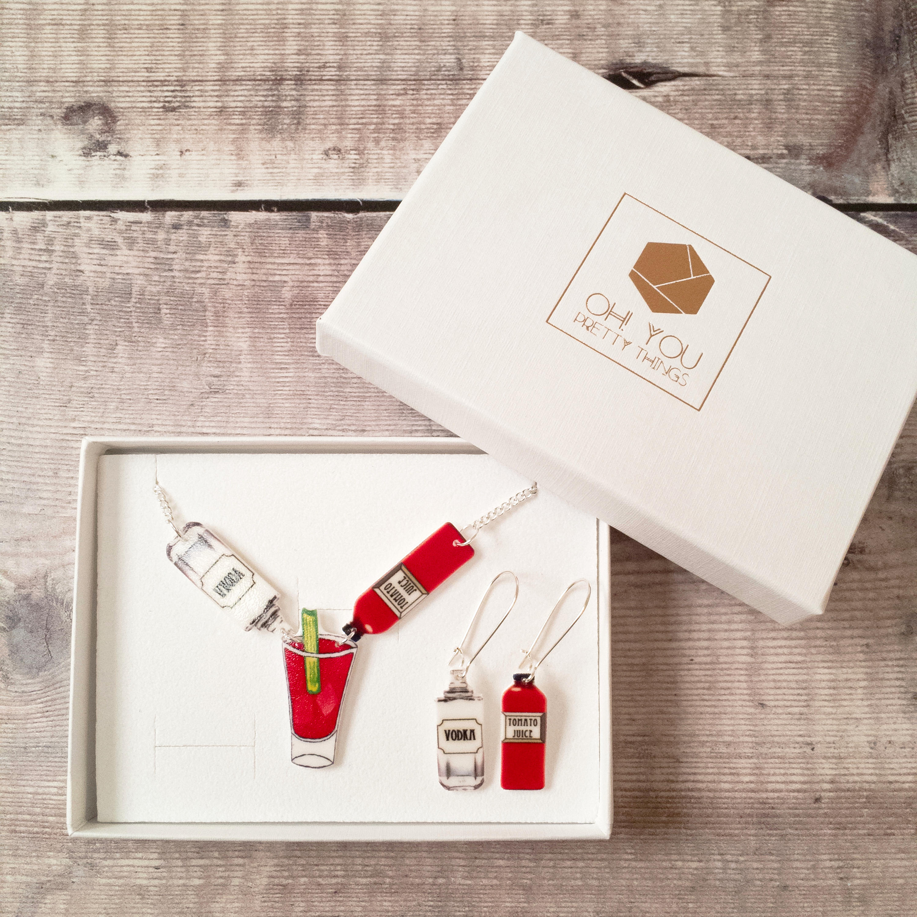 Bloody Mary Jewellery Set Blood Mary Necklace Cocktail Etsy UK