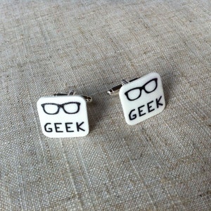 GEEK cuff links - Quirky wedding cuff links - Gift for him - Geek gift - Geekery - Valentine gift