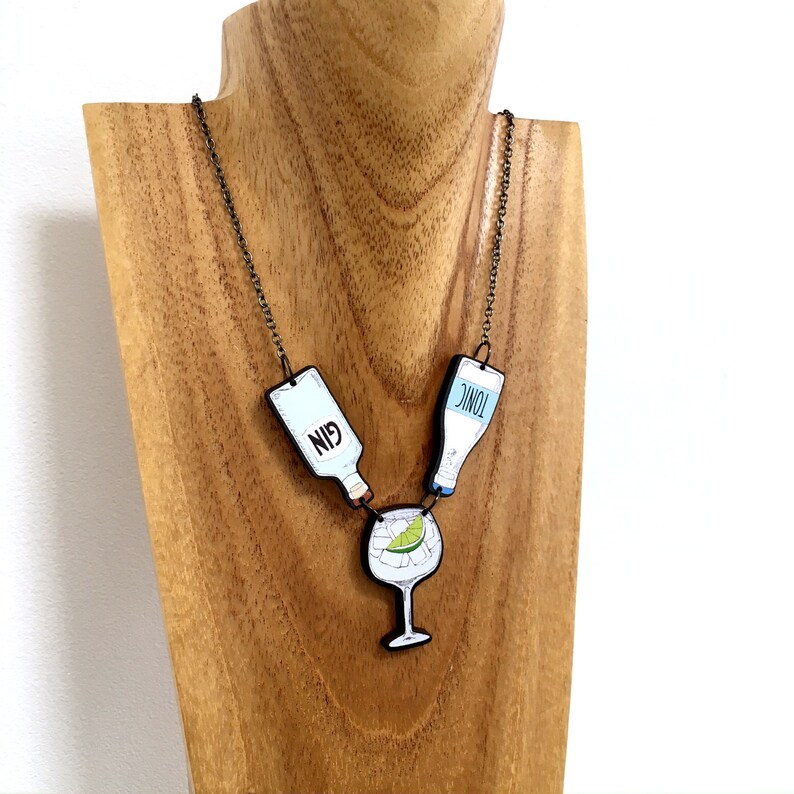 Gin and Tonic Bottle Statement Necklace Gin Lover Gift Etsy
