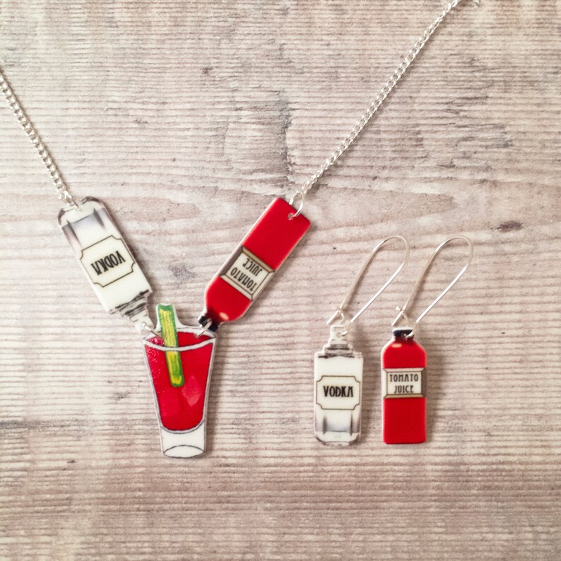 Bloody Mary Jewellery Set Blood Mary Necklace Cocktail Etsy UK