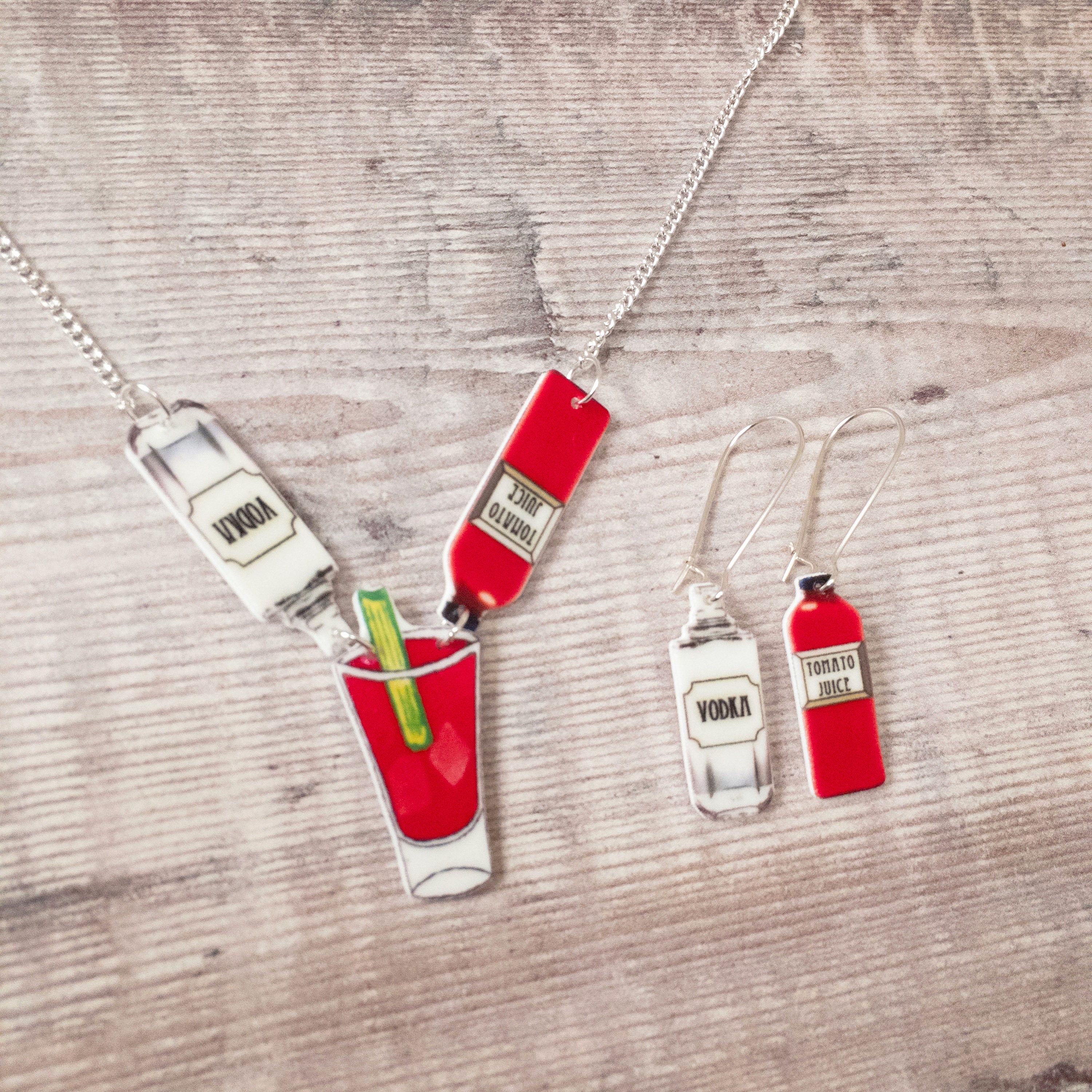 Bloody Mary Jewellery Set Blood Mary Necklace Cocktail Etsy UK