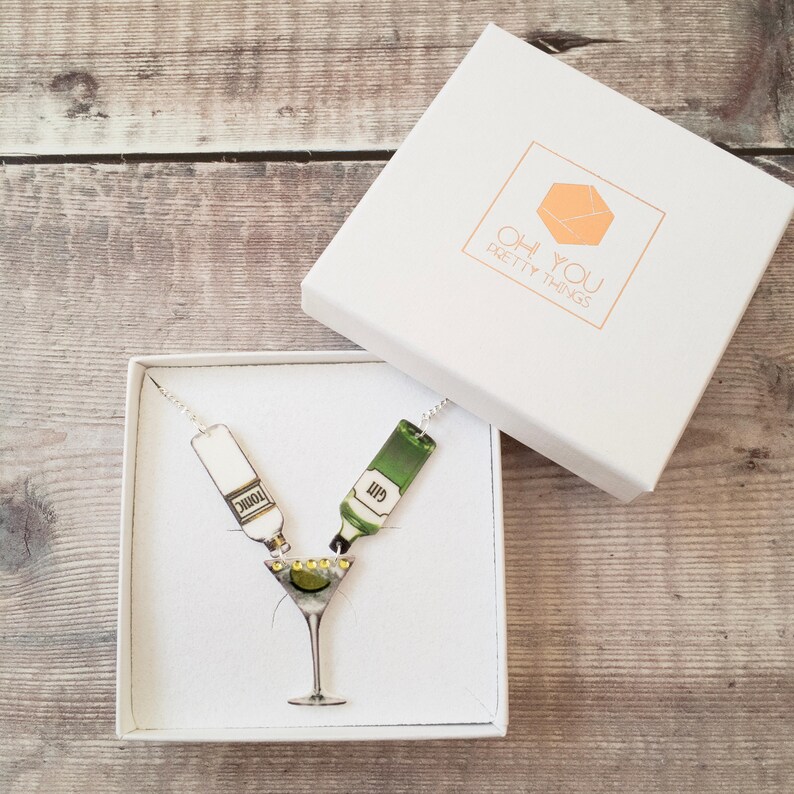 Gin and Tonic Bottle Statement Necklace Gin Lover Gift Etsy UK
