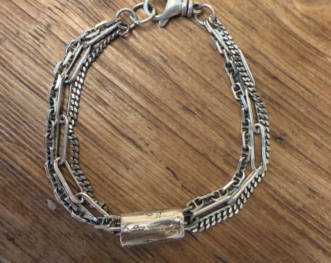 Oxidized Sterling Silver Multi Strand Chain Bracelet
