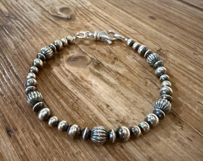 Sterling Silver Navajo Pearl Bracelet, Southwestern Jewelry