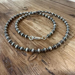 Sterling Navajo pearl necklace,Southwestern necklace, oxidized silver bead necklace,western jewelry, boho western jewelry,jewelry gifts