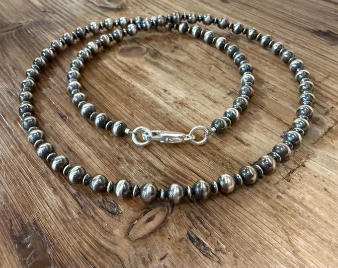 Sterling Silver Navajo Pearl Necklace, Southwestern Jewelry