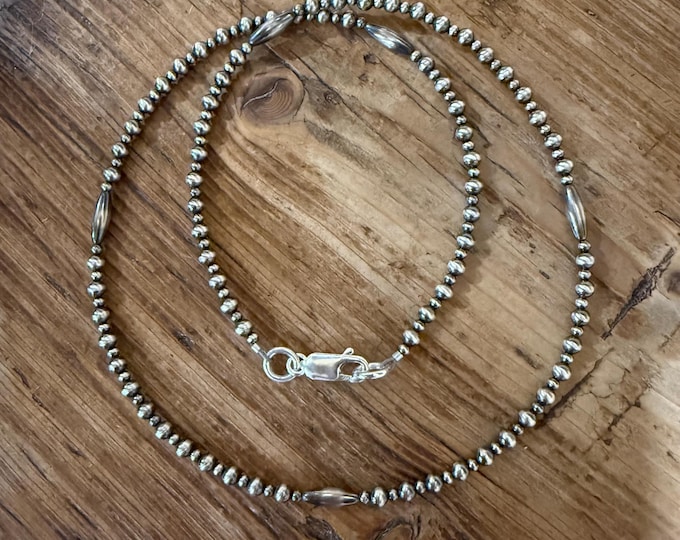 Dainty Sterling Silver Navajo Pearl Necklace, Southwestern Jewelry