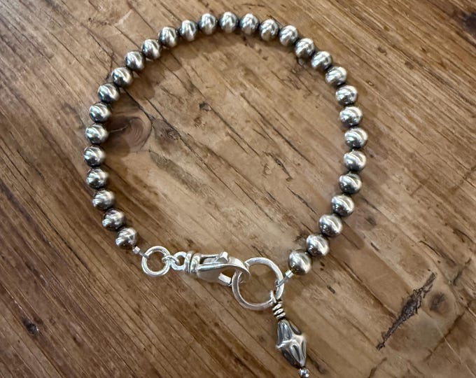 Sterling Silver Navajo Pearl Bracelet, Southwestern Western Jewelry