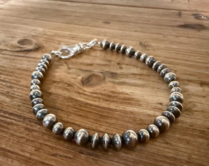 Sterling Silver Navajo Pearl Bracelet, Southwestern Boho Jewelry