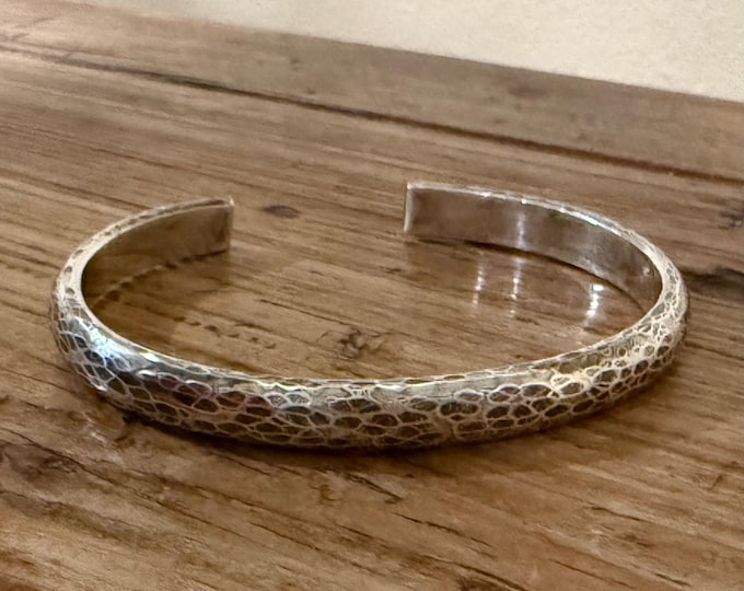 Hammered Sterling Silver Cuff Bracelet: Hand Forged Boho Jewelry