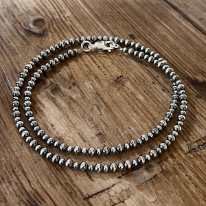 Sterling Navajo pearl necklace,Southwestern necklace, oxidized silver bead necklace,western jewelry, boho western jewelry,jewelry gifts