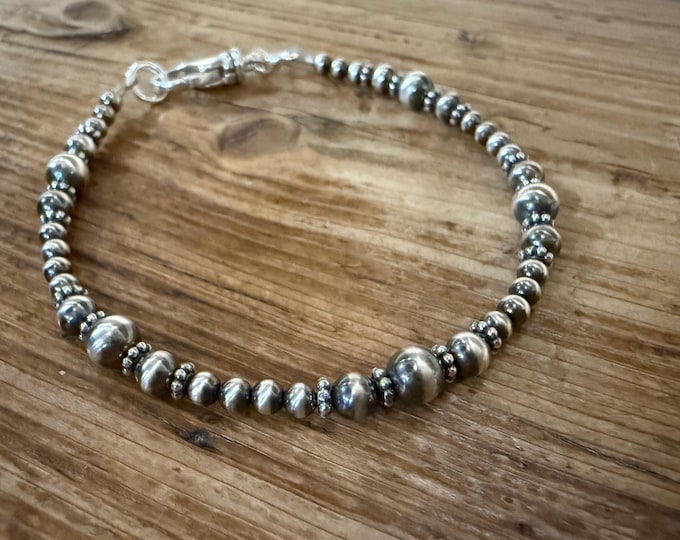 Sterling Silver Navajo Pearl Bracelet, Southwestern Jewelry