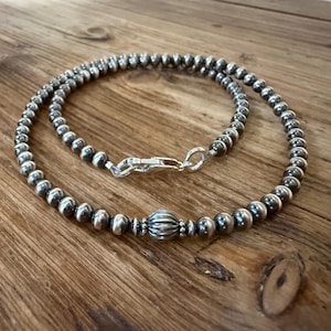 Sterling Navajo pearl necklace,Southwestern necklace, oxidized silver bead necklace,western jewelry, boho western jewelry,jewelry gifts