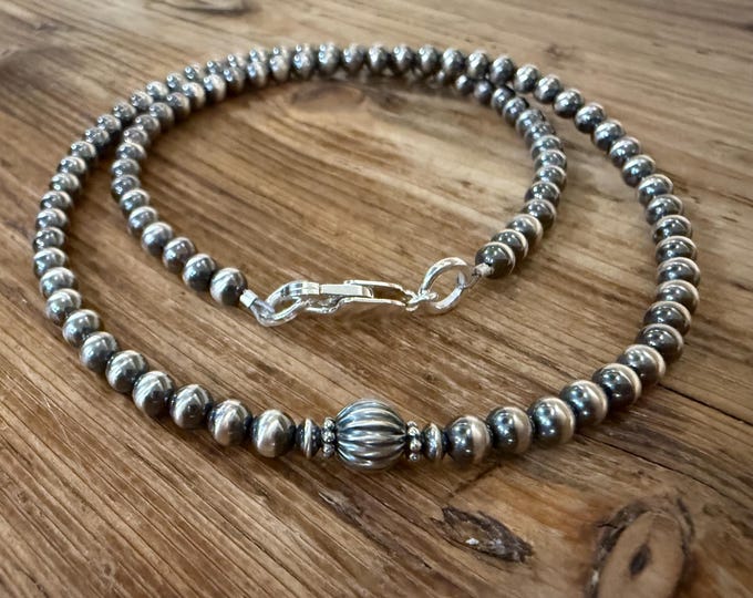 Sterling Silver Navajo Pearl Necklace, Southwestern Jewelry