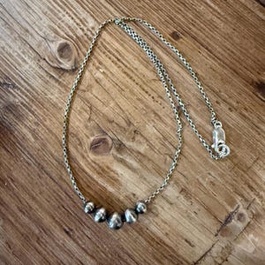 Floating Navajo pearl necklace,sterling silver pearl necklace ,oxidized sterling bead necklace,sterling layering necklace,western jewelry