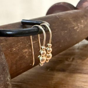 14K yellow gold bead earrings,everyday 14K earrings,14K dangle earrings,simple gold earrings,small gold dangles