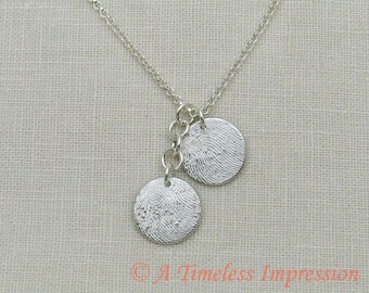 Silver Fingerprint Charm Necklace, Custom Personalized Mom Jewelry, Memorial Sympathy Necklace Gift