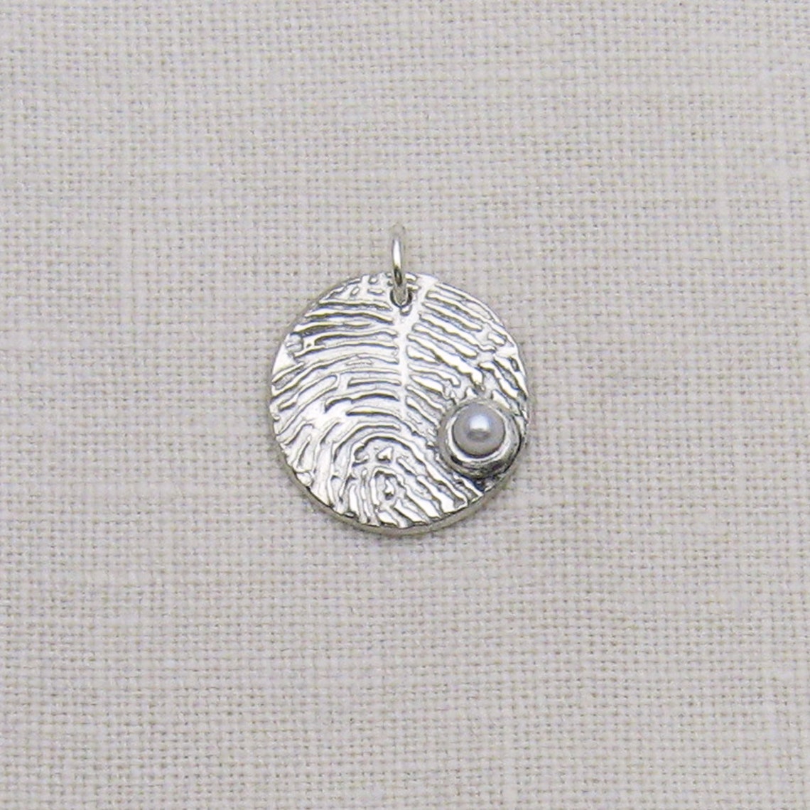 Fingerprint Jewelry Silver Fingerprint Charm With Pearl Etsy