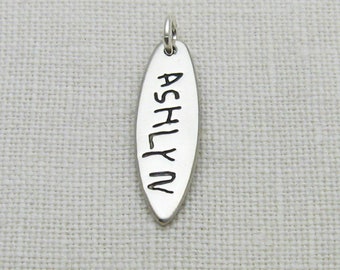 Custom Handwriting Jewelry, Silver Handwriting Surfboard Pendant, Personalized Surfboard Jewelry, Name Jewelry, Kids Writing, Surf's Up