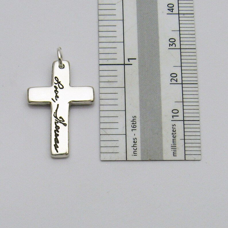 Handwriting Jewelry, Personalized Silver Handwriting Cross Pendant, Handwritten Signature Cross, Custom Memorial Sympathy Gift, Crucifix image 4