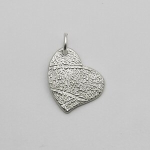 Fingerprint Jewelry, Heart Fingerprint Charm, Silver Heart Fingerprint, Personalized Jewelry, Memorial Keepsake, Heart Charm image 2