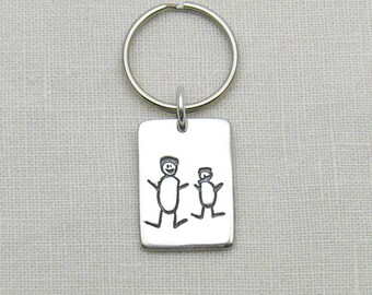 Custom Engraved Keychain, Childrens Artwork Keychain, Handwriting Keychain, Childs Drawing, Personalized Gift for Men