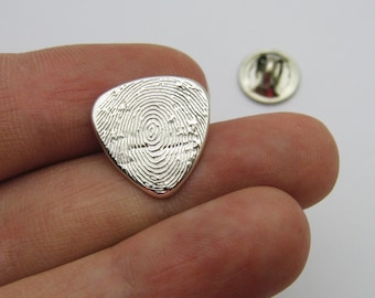 Fingerprint Jewelry, Silver Fingerprint Guitar Pick Tie Tack, Guitar Pick Fingerprint, Silver Tie Tack, Hat Pin, Lapel Pin