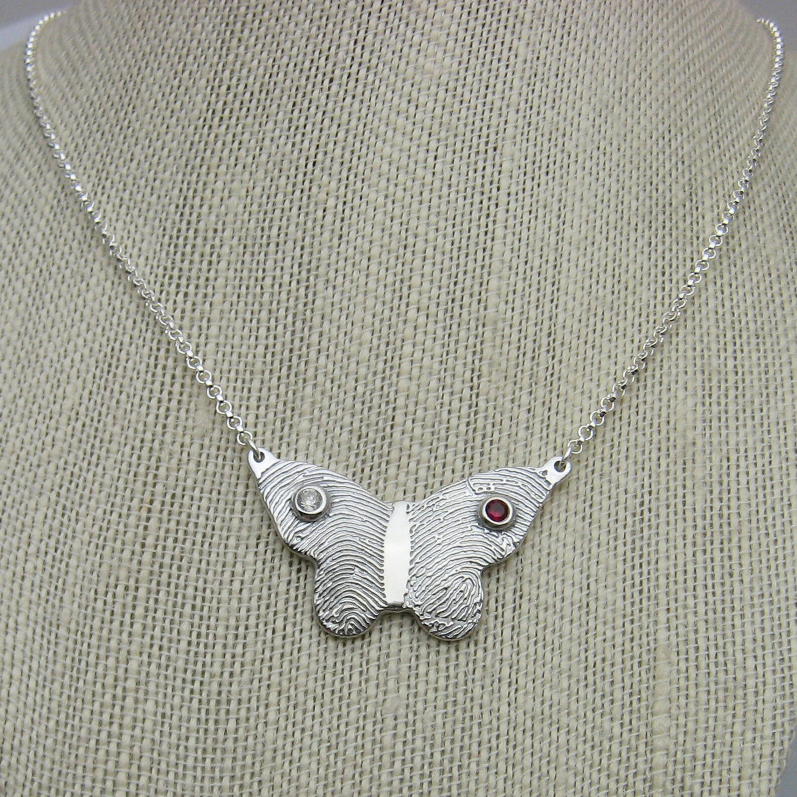 Fingerprint Necklace Butterfly Necklace with Fingerprints and Etsy