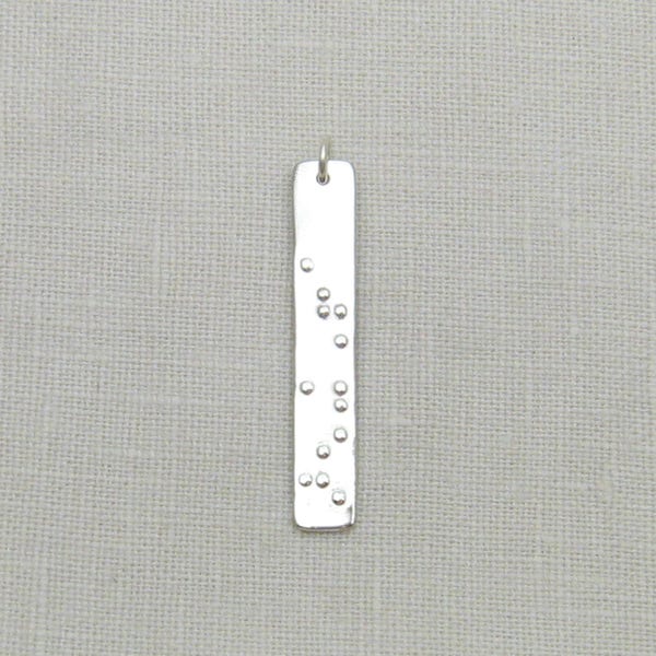 Custom Braille Jewelry, Silver Braille Pendant, Silver Bar Pendant, Personalized Braille Jewelry, Braille Name, Secret Message Jewelry