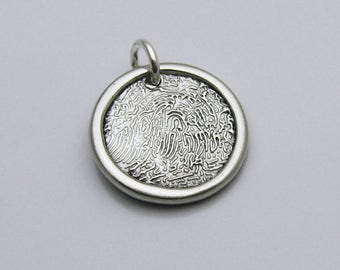 Fingerprint Jewelry, Silver Fingerprint Charm, Personalized Charm, Custom Fingerprint Memorial Charm, Fingerprint Keepsake, Sympathy Gift