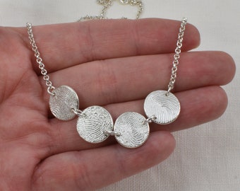 Silver Fingerprint Necklace, Sterling Silver Jewelry, Multiple Fingerprint Necklace, Mothers Family Necklace, Finger Print Jewelry