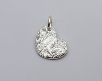 Fingerprint Jewelry, Fingerprint Heart, Heart Fingerprint Charm, 2 Fingerprints Charm, Wedding Jewelry , Anniversary Jewelry