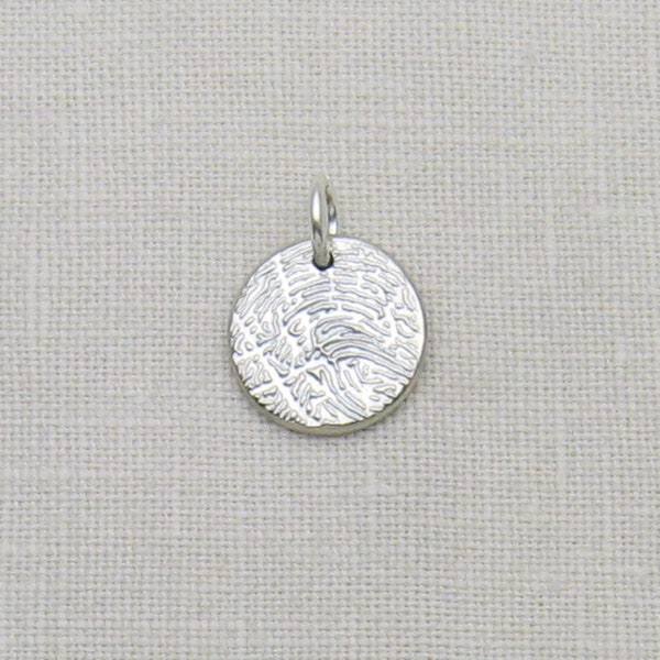 Custom Silver Fingerprint Pendant or Charm, Personalized Jewelry Memorial Keepsake, Mommy Grandma Sister Gift