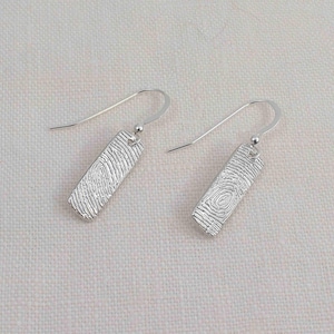 Fingerprint Bar Earrings, Fine Silver Thumb Print Jewelry, Custom Personalized Memorial Keepsake Gift for Mom