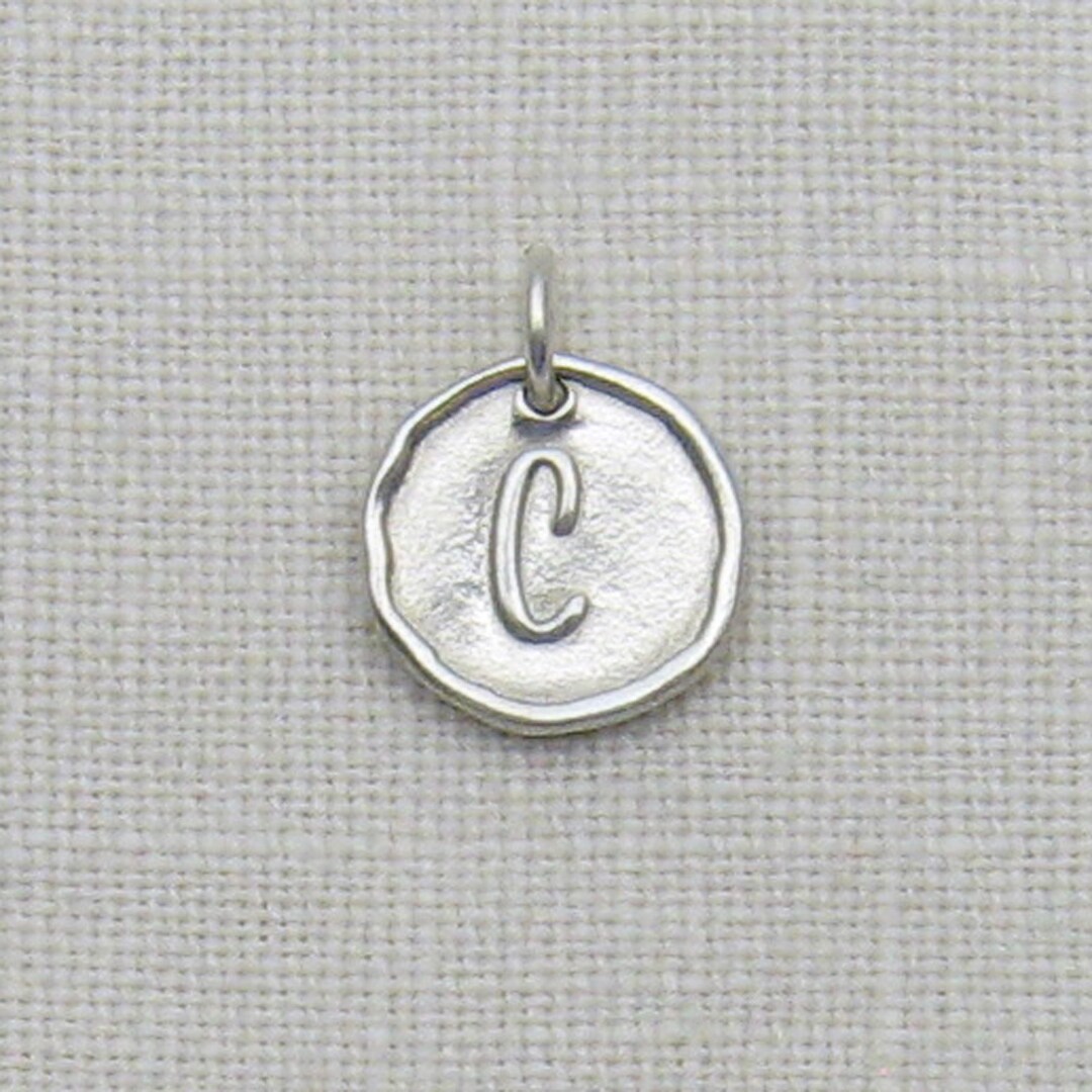 Sterling Silver Initial Charm, Monogram Charm, Artisan Initial Jewelry