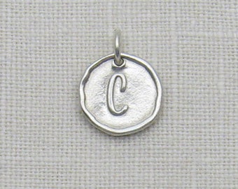 Sterling Silver Initial Charm, Monogram Charm, Artisan Initial Jewelry, ID Charm, Initial Jewelry, Letter Jewelry, Custom Silver Letter