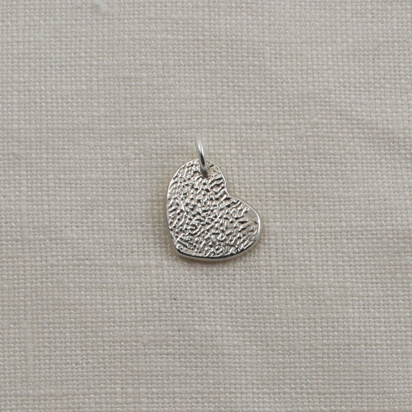 Silver Cat Nose Texture Heart Charm, Pet Nose Print Charm, Cat or Dog Memorial Charm, Pet Lover Gift, Personalized Rainbow Bridge Charm