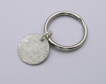 Sterling Silver Fingerprint Keychain, Custom Personalized Finger Print Jewelry and Keepsakes, Perfect Gift for Men